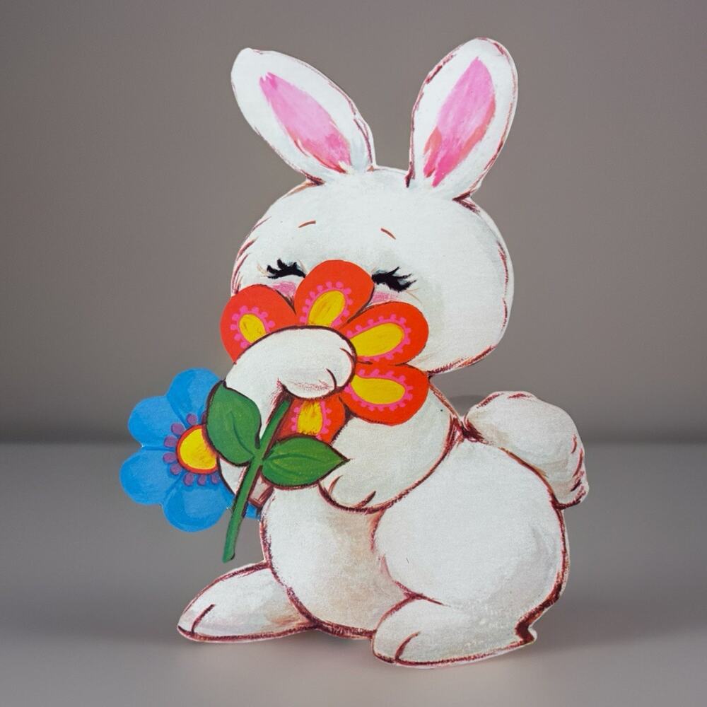 Vintage Holiday Wall Decorations Easter Bunny Rabbit Die Cut Epherema Paper 80's